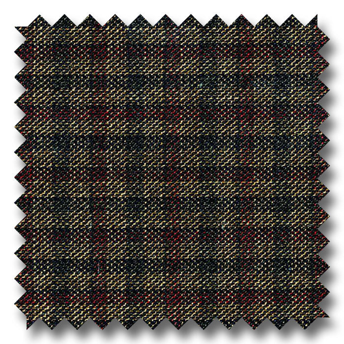 Brown with Black & Maroon Check Super 110's Wool