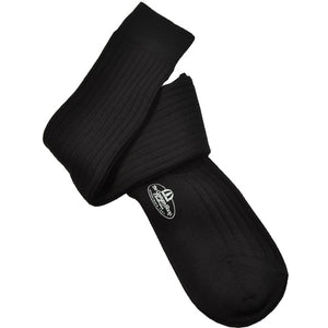 Black Over the Calf Wool Sock