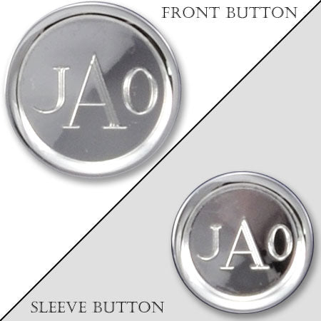 Rhodium Electroplated Rimmed Monogram Blazer Button