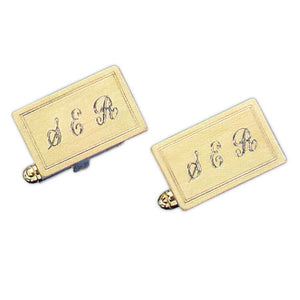 Satin Finish with Polished Edge 24k Gold Monogram Cufflinks