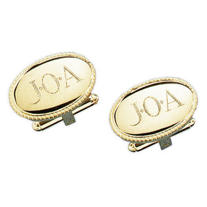 Beaded Oval 24k Gold Monogram Cufflinks