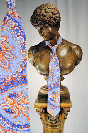 Light Blue with Orange Paisley Tie