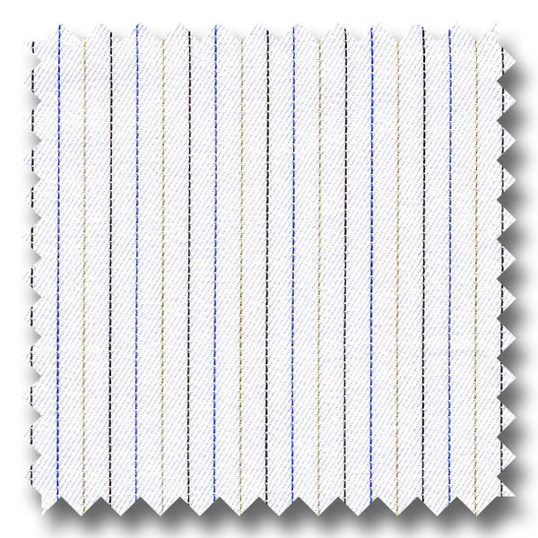 Blue, Tan and Brown Stripe 200 2Ply Broadcloth - Custom Dress Shirt