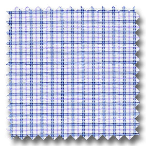 Blue and Plum Check 170 2Ply Broadcloth - Custom Dress Shirt