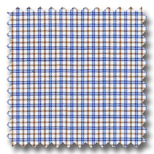 Blue and Brown Check 170 2Ply Broadcloth - Custom Dress Shirt