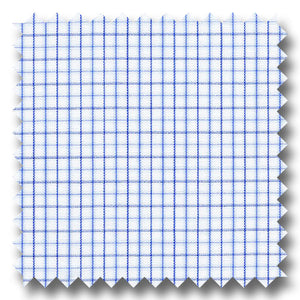 Light Blue and Navy Check 240 2Ply Poplin - Custom Dress Shirt