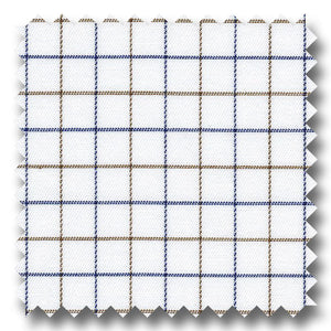 Blue and Brown Check 2Ply Twill - Custom Dress Shirt