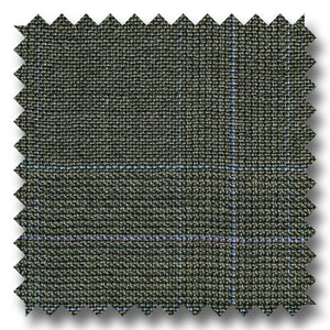 Brown Glen Plaid with Blue Windowpane Check Super 130s Merino Wool