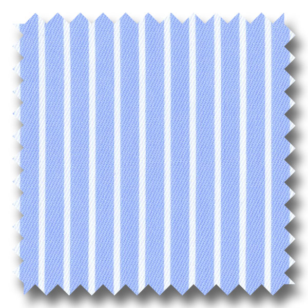 Blue with White University Stripe Twill - Custom Dress Shirt