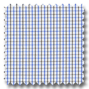 Blue and Brown Check 140 2Ply Broadcloth - Custom Dress Shirt