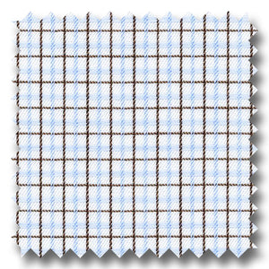 Blue and Brown Check 140 2Ply Broadcloth - Custom Dress Shirt