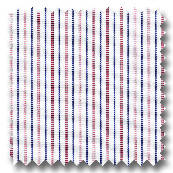 Navy and Red Stripe 140 2Ply Broadcloth - Custom Dress Shirt