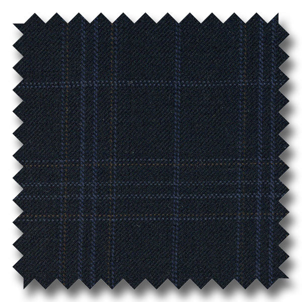 Navy Windowpane 100% Wool